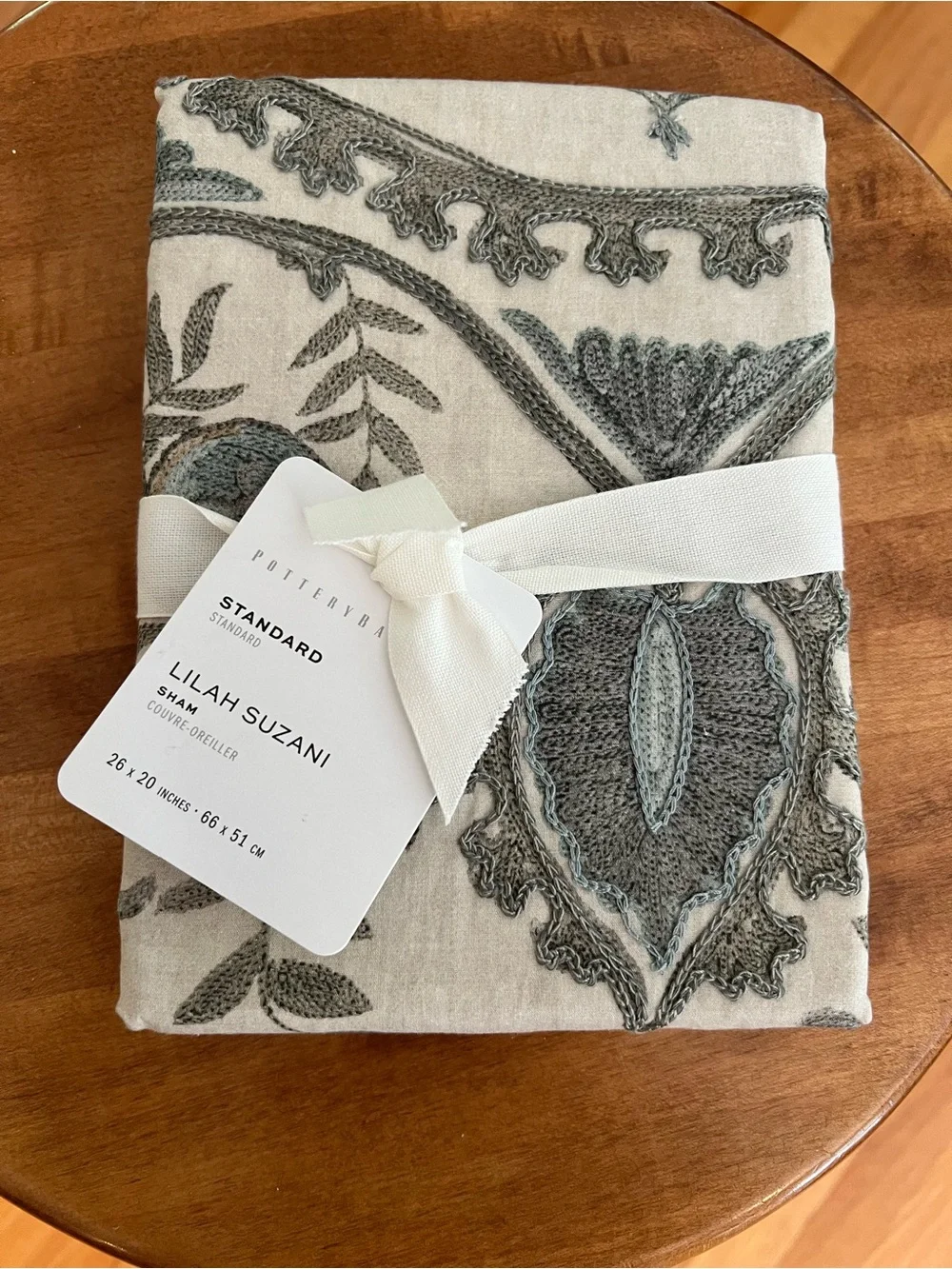 Pottery Barn Lilah Suzani Standard Sham - Gray/Blue Embroidered NWT
